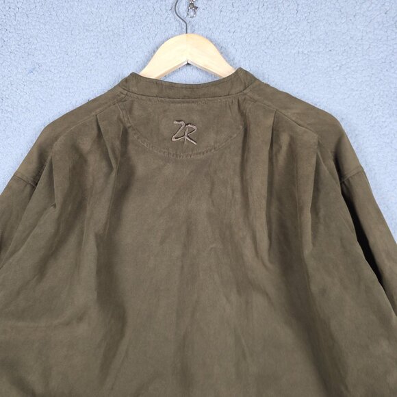 Zero Restriction Sweater Mens Medium Brown 1/4 button Golf Outerwear Suede VTG - Picture 6 of 12